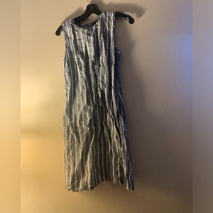 Willi Smith 100%Linen Wide Strap Striped MIDI Length Dress Women’s Size 4